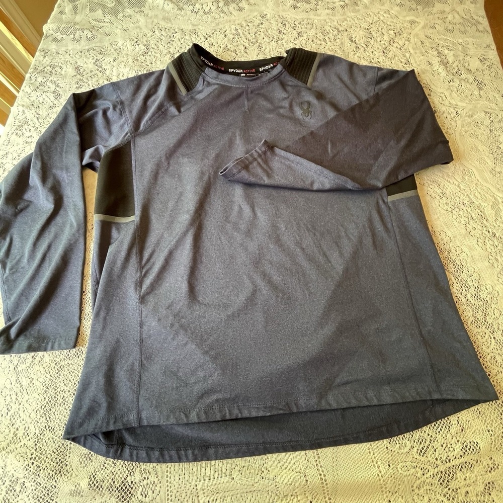 Spyder Active Mens Long Sleeve Shirt‎ Blazing Blue XL 1437823 Wicking Reflective